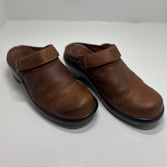Ariat Brown Leather Clogs Mule Slip On Shoes Women’s 8.5 EU 39.5 - Picture 3 of 14
